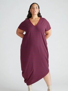 NWT Universal Standard Striped Geneva V-Neck Midi Dress, 22/24